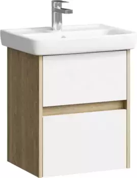 Тумба с раковиной дуб балтийский/белый глянец 50 см Aqwella City CI0105DB + 195032