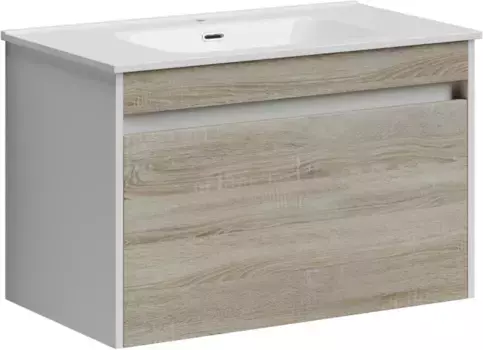 Тумба с раковиной дуб бардолино/белый глянец 81 см Sancos Smart SM80E + CN7005