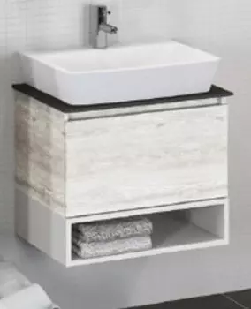 Тумба с раковиной дуб белый/белый 60 см Comforty Прага 00-00003465