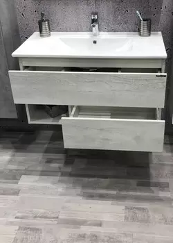 Тумба с раковиной дуб белый/белый 90,5 см Comforty Турин 00004147127