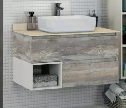 Тумба с раковиной дуб бежевый 90 см Comforty Прага 00004137445