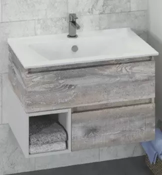 Тумба с раковиной дуб бежевый/белый 75 см Comforty Турин 00004144200