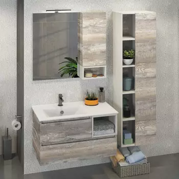 Тумба с раковиной дуб бежевый/белый матовый 90,5 см Comforty Турин 00004137135