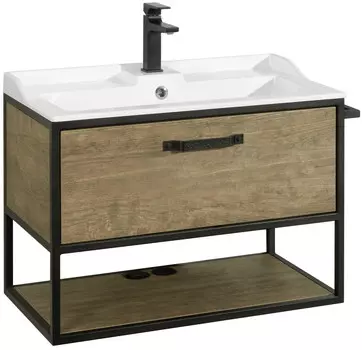 Тумба с раковиной дуб кантри/черный 80 см Акватон Лофт Фабрик 1A2424K0LTDY0