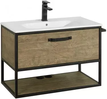 Тумба с раковиной дуб кантри/черный 80 см Акватон Лофт Фабрик 1A2424K6LTDY0