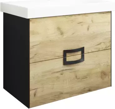Тумба с раковиной дуб крафт золотой/черный матовый 60,5 см Sanflor Ванесса C16294 + UM-MOD60SL/1