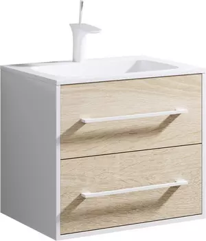 Тумба с раковиной дуб сонома/белый глянец 61,5 см Aqwella 5 Stars Miami SETMai.01.06/Mal.06.04.D