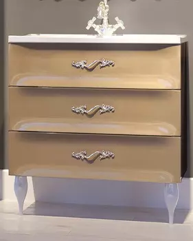 Тумба с раковиной капучино глянец 74,9 см Marka One Lumier У71288