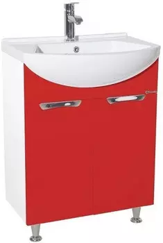Тумба с раковиной красный глянец/белый глянец 55 см Bellezza Альфа 4638808000036 + 4607152360660