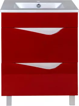 Тумба с раковиной красный глянец/белый глянец 60,9 см Bellezza Эйфория 4639109660035 + 4640013393575