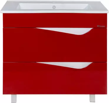 Тумба с раковиной красный глянец/белый глянец 85 см Bellezza Эйфория 4639114660037 + 4640021062227