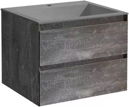 Тумба с раковиной серый камень 60 см Vincea Luka VMC-2L600GS + VCB-13600G