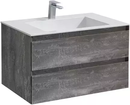 Тумба с раковиной серый камень 80 см Vincea Luka VMC-2L800GS + VCB-13800W