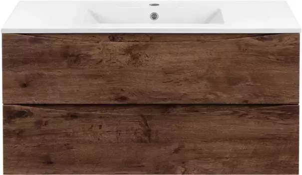 Тумба с раковиной темный дуб 101,5 см Vincea Mia VMC-2MC100RW + VBS-13100
