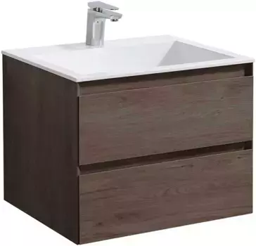 Тумба с раковиной темный дуб 60 см Vincea Luka VMC-2L600RO + VCB-13600W