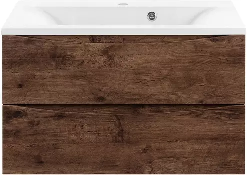 Тумба с раковиной темный дуб 75 см Vincea Mia VMC-2MA750RW + VCB-3M750W