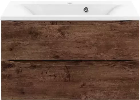 Тумба с раковиной темный дуб 80 см Vincea Mia VMC-2MA800RW + VCB-3M800W