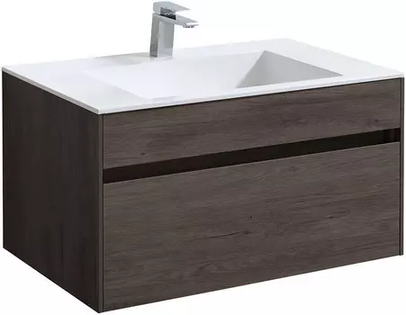 Тумба с раковиной темный дуб 80 см Vincea Chiara VMC-2C800RO + VCB-13800W