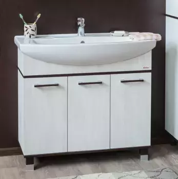 Тумба с раковиной венге/северное дерево светлое 106,5 см Sanflor Толедо H0000001282 + 4620008197388