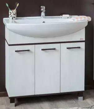 Тумба с раковиной венге/северное дерево светлое 87,5 см Sanflor Толедо H0000001279 + 4620008197456