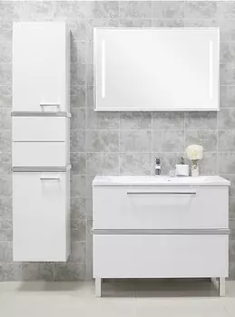 Тумба Турин 100 c серебристой панелью Акватон 1A121701TU780