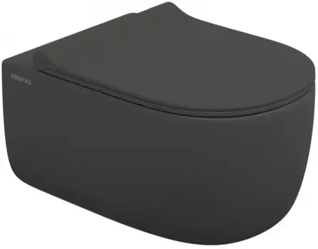 Унитаз подвесной Berges Ego XL 083218 безободковый, с сиденьем микролифт, антрацит матовый