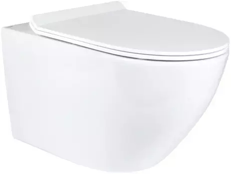 Унитаз подвесной Bond Oval F01-10Long безободковый, с сиденьем микролифт, белый глянец