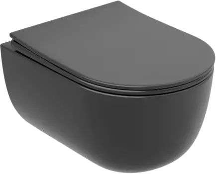 Унитаз подвесной Ceramica Nova Modena CN6063MDH безободковый, с сиденьем микролифт, темный антрацит матовый