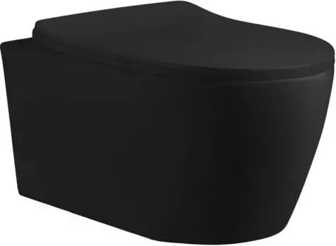Унитаз подвесной Ceruttispa Sella Aria CT10016 безободковый, с сиденьем микролифт, черный матовый