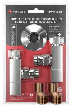 Вентиль запорный угловой квадратный пара 1/2" нар.р. - 3/4" н/г Terminus 4620768888861