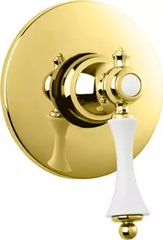 Встраиваемый смеситель для душа золото 24 карат, ручка белая Cezares Margot MARGOT-DIM-03/24-Bi