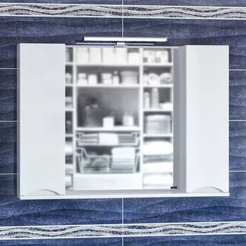 Зеркальный шкаф 100х72 см белый глянец Санта Сатурн 700276