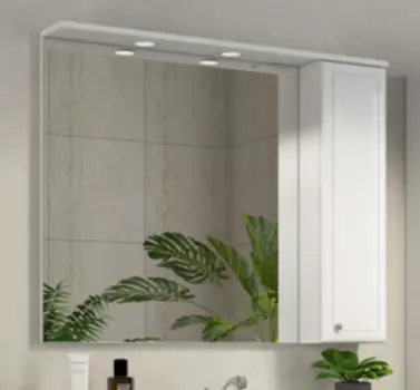 Зеркальный шкаф 100x82 см белый глянец Comforty Сочи 00003132226