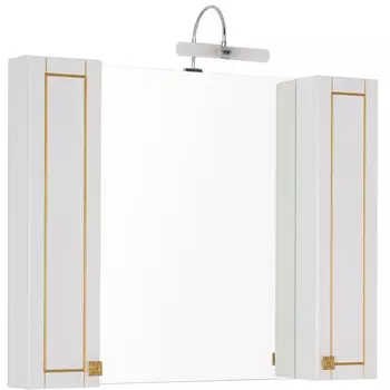 Зеркальный шкаф 105х85 см белый/патина золото Aquanet Честер 00186084