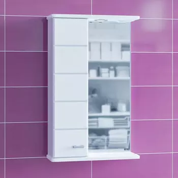 Зеркальный шкаф 50x76 см белый глянец Санта Омега 107001