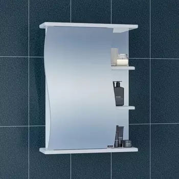 Зеркальный шкаф 55х70 см белый глянец Санта Волна 101009