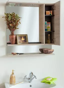 Зеркальный шкаф 59,6x73,6 см венге/орегон R Sanflor Техас C0000001973