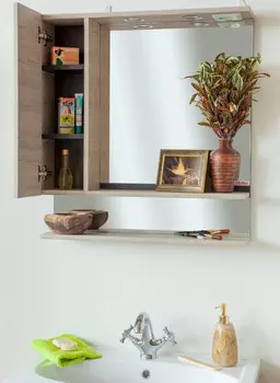 Зеркальный шкаф 59,6x73,6 см венге/орегон L Sanflor Техас C0000001972