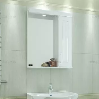 Зеркальный шкаф 59х74 см белый глянец Санта Сиэтл 122002