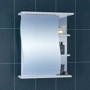 Зеркальный шкаф 60х70 см белый глянец Санта Волна 101015