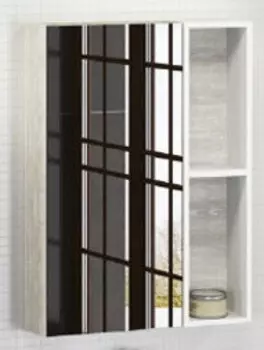 Зеркальный шкаф 60x80 см дуб белый/белый Comforty Прага 00004147599