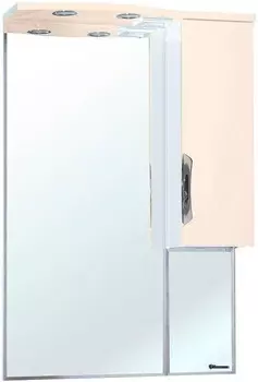 Зеркальный шкаф 65x100 см бежевый глянец/белый глянец R Bellezza Лагуна 4612110001073