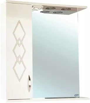 Зеркальный шкаф 65x72,2 см бежевый глянец/белый глянец L Bellezza Элеганс 4618610522070