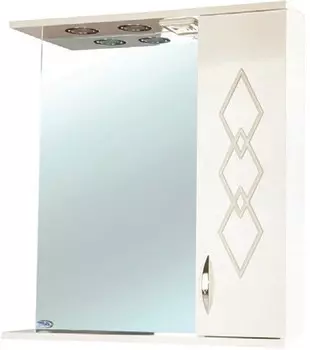 Зеркальный шкаф 65x72,2 см бежевый глянец/белый глянец R Bellezza Элеганс 4618610521073