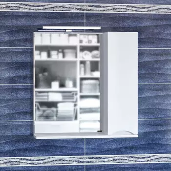 Зеркальный шкаф 70х72 см белый глянец Санта Сатурн 700274