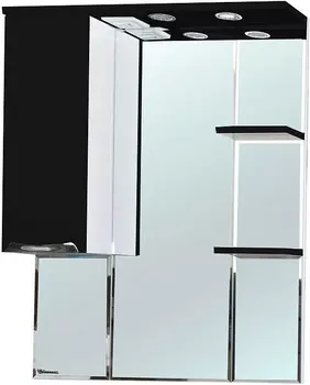 Зеркальный шкаф 75x100 см черный глянец/белый глянец L Bellezza Альфа 4618812002042
