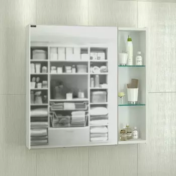 Зеркальный шкаф 75x73 см белый глянец R/L Санта Дублин 123006