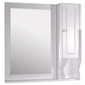 Зеркальный шкаф 80,6х85 см белый серебряная патина ASB-Woodline Гранда