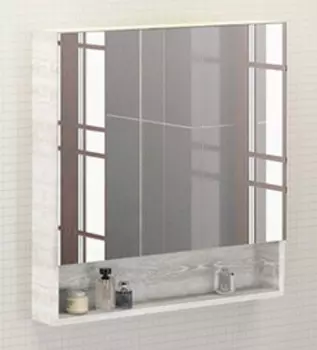 Зеркальный шкаф 80x80 см дуб белый Comforty Никосия 00004138838