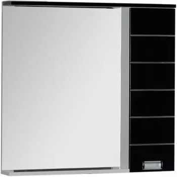 Зеркальный шкаф 88,6х87 см с подсветкой белый/черный Aquanet Доминика 00171921